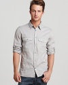 Featuring a double pocket design, this understated shirt from John Varvatos Star USA makes a great choice for casual dinner plans and relaxed parties.