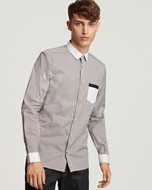 An attention-grabbing chest pocket lends modern appeal to the versatile Burberry Russet shirt. An attention-grabbing chest pocket lends modern appeal to the versatile Burberry Russet shirt.