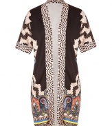 The perfect layering piece for giving your outfit that characteristic Etro edge, this short sleeve open cardigan is a contemporary choice guaranteed to amplify your outfit - Collarless, dolman short sleeves, open front, contrast printed trim - Loose fit - Wear with solid separates in rich jewel tones