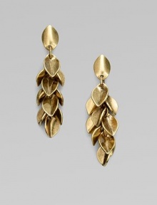 This nature-inspired piece features a cluster of petals in a pretty drop design. Antique-finished brassDrop, about 2¼Post backImported This nature-inspired piece features a cluster of petals in a pretty drop design. Antique-finished brassDrop, about 2¼Post backImported