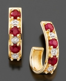 Romantic style perfect for your special occasion. These earring feature round-cut ruby (1/2 ct. t.w.) and round-cut diamond accents set in 14k gold. Approximate drop: 1/2 inch. Romantic style perfect for your special occasion. These earring feature round-cut ruby (1/2 ct. t.w.) and round-cut diamond accents set in 14k gold. Approximate drop: 1/2 inch.