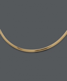 Indulge in a hint of luxury. Necklace features an intricate omega design crafted in 14k gold. Approximate length: 18 inches. Approximate width: 4 mm. Indulge in a hint of luxury. Necklace features an intricate omega design crafted in 14k gold. Approximate length: 18 inches. Approximate width: 4 mm.