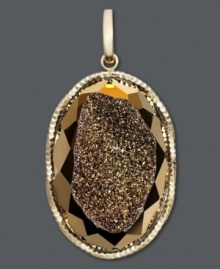 Add a taste of the exotic. Warm, sumptuous hues in bronze druzy create a shimmering, faceted look on this stunning pendant. Set in 14k gold. Does not include chain. Add a taste of the exotic. Warm, sumptuous hues in bronze druzy create a shimmering, faceted look on this stunning pendant. Set in 14k gold. Does not include chain.