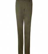 These classic cut pants inject instant elegance to your workweek look - Slim cut, straight leg, front crease detail, front pockets, back welt pockets with button - Pair with a matching blazer, a punchy printed button down, and oxfords