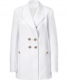 Winter white has never looked so chic as Faith Connexions double-breasted coat, finished in a super soft mix of wool-cashmere - Peaked lapel, long sleeves, buttoned cuffs, double-breasted buttoned front, decorative gold-toned buttons, front slit pockets, raw finished seam detail, slim straight silhouette, longer length - Pair with leather leggings and chic ankle boots