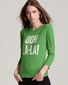 Just say oui to this kate spade new york sweater, designed with a cheeky intarsia-knit Ooh La La! for Parisian flair.