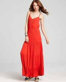 Pleated through the bodice, this strappy Ella Moss dress defines casual elegance for a day of shopping to cocktails at sunset.