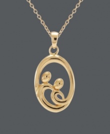 There's no bond more treasured than the one between mother and child. Giani Bernini's delightful depiction features a fluid, oval-shaped design crafted in 24k gold over sterling silver. Approximate length: 18 inches. Approximate drop: 1 inch.