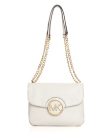 Make a statement without ever saying a word. This flawless Michael Kors shoulder bag exudes impeccable style and luxury with polished chain shoulder straps and classic signature detailing. Make a statement without ever saying a word. This flawless Michael Kors shoulder bag exudes impeccable style and luxury with polished chain shoulder straps and classic signature detailing.