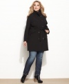 A must-have classic for your wardrobe: Calvin Klein's plus size trench coat, finished by a chic stand collar.