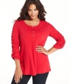 Top off your casual bottoms with Style&co.'s three-quarter-sleeve plus size henley-- it's an Everyday Value!