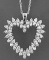 Spread the love with this radiant diamond heart necklace featuring round-cut diamond (1 ct. t.w.) set in 14k white gold. Approximate length: 18 inches. Approximate drop: 1 inch.