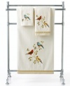 A touch of Spring. Featuring intricately embroidered birds on pure cotton, Avanti's Gilded Birds washcloth accents your space with an air of elegance perfect in any season. Sheared velour face; terry reverse.