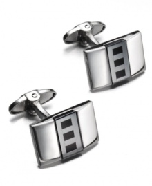 Complement his power suit. These dynamic cuff links features a unique rectangular shape accented by onyx (1-3/4 ct. t.w.) and hematite stone. Set in sterling silver. Approximate length: 7/8 inch. Approximate width: 5/8 inch. Complement his power suit. These dynamic cuff links features a unique rectangular shape accented by onyx (1-3/4 ct. t.w.) and hematite stone. Set in sterling silver. Approximate length: 7/8 inch. Approximate width: 5/8 inch.