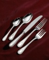 Named for the queen of female silversmiths, Hester Bateman, this place settings collection features beaded handles and a sparkling pattern to make any table shine with beauty. 5-piece place setting includes 1 dinner fork, 1 salad fork, 1 soup spoon, 1 teaspoon and 1 knife.