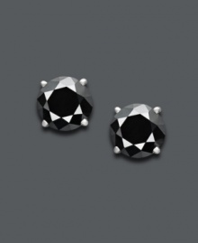 A pop of sparkle in dynamic color. These not-so-average diamond studs are crafted from round-cut black diamonds (3 ct. t.w.) for a bold effect. Set in 14k white gold. Approximate diameter: 1/4 inch. A pop of sparkle in dynamic color. These not-so-average diamond studs are crafted from round-cut black diamonds (3 ct. t.w.) for a bold effect. Set in 14k white gold. Approximate diameter: 1/4 inch.