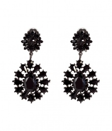 Stash away your studs and go for drama with R.J.Grazianos crystal drop earrings, perfect for giving your look a glamorous modern edge - Blackened frames with prong set black crystals - Wear with swept up hair as a finishing touch to cocktail dresses