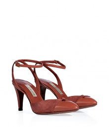 Detailed in chic dark salmon coloring with a comfortable mid-heel, LAutre Choses leather/suede pumps are a sophisticated choice for taking work looks into cocktails - Softly pointed toe, tonal suede overlay, crossed ankle strap with buckle closure - Tapered mid-heel - Wear with everything from jeans and blazers to ladylike skirts and jackets Detailed in chic dark salmon coloring with a comfortable mid-heel, LAutre Choses leather/suede pumps are a sophisticated choice for taking work looks into cocktails - Softly pointed toe, tonal suede overlay, crossed ankle strap with buckle closure - Tapered mid-heel - Wear with everything from jeans and blazers to ladylike skirts and jackets