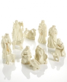 In glazed ivory porcelain, Mikasa's classic nativity scene is more peaceful than ever. Includes 12 figurines, from shepherds and sheep to Joseph and Mary, each crafted with timeless grace. In glazed ivory porcelain, Mikasa's classic nativity scene is more peaceful than ever. Includes 12 figurines, from shepherds and sheep to Joseph and Mary, each crafted with timeless grace.