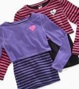 Get her layered up in stripes and solids with this stylish Puma tank and long sleeve crop top combo.