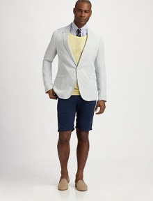 A summer of casual style awaits with these classic-fit, chino shorts rendered in remarkably soft cotton.Flat-front styleSide slash, back welt and flap pocketsInseam, about 1097% cotton/3% elastaneMachine washImported A summer of casual style awaits with these classic-fit, chino shorts rendered in remarkably soft cotton.Flat-front styleSide slash, back welt and flap pocketsInseam, about 1097% cotton/3% elastaneMachine washImported