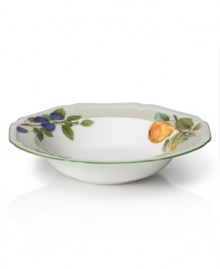 The perfect pick! An antique print and evergreen edge add classic character to this traditional vegetable bowl from Mikasa. The colors of an orchard at the peak of season create a fresh and natural perspective in durable porcelain.
