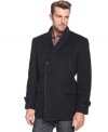 Bundle up in classic style with this double breasted wool peacoat by Tallia Orange.