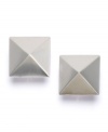 Earrings with an edge by Kenneth Jay Lane. In silvertone mixed metal. Approximate drop: 1 inch.