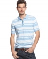 Go wide. Score easy style points with this wide-striped polo shirt from Alfani.