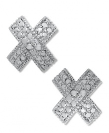 An excellent choice. Victoria Townsend's X-shaped earrings sparkle with round-cut diamonds (1/10 ct. t.w.), enhancing their appeal. Set in sterling silver. Approximate diameter: 1/2 inch. An excellent choice. Victoria Townsend's X-shaped earrings sparkle with round-cut diamonds (1/10 ct. t.w.), enhancing their appeal. Set in sterling silver. Approximate diameter: 1/2 inch.