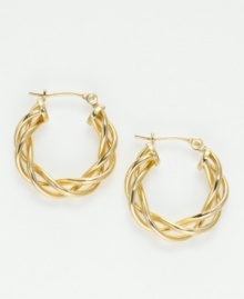 Always elegant and versatile, hoop earrings are an accessory that pair well with anything. These hoops offer a unique woven design and are made in exquisite 18k yellow gold.