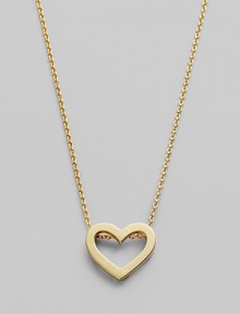 From the Tiny Treasures Collection. An open heart pendant is both romantic and elegant, rendered in polished 18k gold. 18k yellow gold Chain length, about 18 Pendant length, about ¾ Lobster clasp Made in Italy From the Tiny Treasures Collection. An open heart pendant is both romantic and elegant, rendered in polished 18k gold. 18k yellow gold Chain length, about 18 Pendant length, about ¾ Lobster clasp Made in Italy