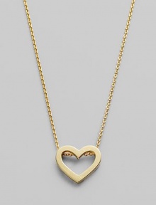 From the Tiny Treasures Collection. An open heart pendant is both romantic and elegant, rendered in polished 18k gold. 18k yellow gold Chain length, about 18 Pendant length, about ¾ Lobster clasp Made in Italy