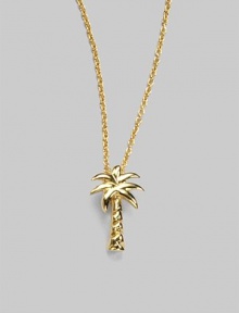 From the Tiny Treasure Collection. A miniature palm tree dangles from a delicate chain.18K yellow gold Palm tree pendant Length, about 18 with 16 jump ring Lobster clasp closure Made in Italy From the Tiny Treasure Collection. A miniature palm tree dangles from a delicate chain.18K yellow gold Palm tree pendant Length, about 18 with 16 jump ring Lobster clasp closure Made in Italy