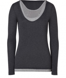 Essential for layered looks, Majestics tank/tee combo is a must for your casual cool staple wardrobe - Longer grey tank, anthracite scoop neck long sleeve tee - Loosely form-fitting - Team with leather leggings and statement biker boots