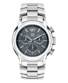 A luxe look he's bound to love. This ESQ by Movado watch features a brushed and polished stainless steel bracelet and round case. Smoke gray textured chronograph dial with three subdials and date window. Swiss quartz movement. Water resistant to 30 meters. Two-year limited warranty. A luxe look he's bound to love. This ESQ by Movado watch features a brushed and polished stainless steel bracelet and round case. Smoke gray textured chronograph dial with three subdials and date window. Swiss quartz movement. Water resistant to 30 meters. Two-year limited warranty.