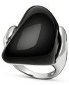 Tough rocks! This bold onyx ring (32-1/2 ct. t.w.) features a funky asymmetrical shape in polished sterling silver. Size 7.