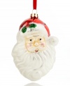 Ho ho ho! Santa Claus exudes Christmas cheer upon your tree with rosy cheeks and a long white beard in this traditional glass ornament.