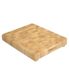 The ultimate chopping block. This beautifully crafted cutting board handles everyday slicing and dicing with ease thanks to natural end-grain wood that's sure to resist chips and nicks for years to come. One-year warranty. The ultimate chopping block. This beautifully crafted cutting board handles everyday slicing and dicing with ease thanks to natural end-grain wood that's sure to resist chips and nicks for years to come. One-year warranty.
