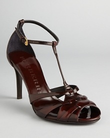 Bridal polished leather lends these Burberry high heel sandals a special air of refinement. Bridal polished leather lends these Burberry high heel sandals a special air of refinement.