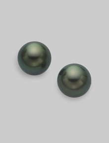 Classic pearl stud earrings set in 18K white gold.8mm Black South Sea cultured pearl18k white goldPost backsImported Classic pearl stud earrings set in 18K white gold.8mm Black South Sea cultured pearl18k white goldPost backsImported