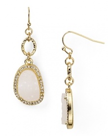 Give your wardrobe a hit of natural glamor with this pair of linear drop earrings from RJ Graziano, accented by frosted, crystal-rimmed stones.