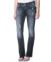 Everyday denims! Rock this pair of bootcut Silver Jeans featuring sleek whiskering and sequined back pockets.