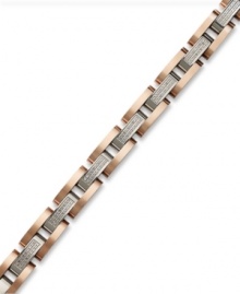 Versatile and stylish, this chic men's bracelet combines round-cut diamond links (1/2 ct. t.w.) in a stainless steel and rose ion-plated bracelet. Approximate length: 8-1/2 inches.