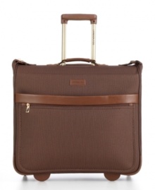 In the tradition of manicured English style, this handsome garment bag offers exceptional storage and organization with multiple interior pockets, tie-down straps and a metal bracket to keep hanging clothes in place for a well-polished and immaculately smooth arrival. 10-year limited warranty. (Clearance) In the tradition of manicured English style, this handsome garment bag offers exceptional storage and organization with multiple interior pockets, tie-down straps and a metal bracket to keep hanging clothes in place for a well-polished and immaculately smooth arrival. 10-year limited warranty. (Clearance)