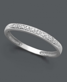 Get sweet, stackable style in subtle sparkle. Perfect when worn solo, or paired with other rings, a 14k white gold band features glittering pave diamonds. Get sweet, stackable style in subtle sparkle. Perfect when worn solo, or paired with other rings, a 14k white gold band features glittering pave diamonds.