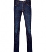 Inject heightened style to your wardrobe staples with these vintage-inspired jeans from high-end denim line Prps - Classic five-pocket silhouette, straight leg, vintage fading details, back logo tab at waist, back stitching details - Pair with a long sleeve henley, a biker-styled leather jacket, and boots