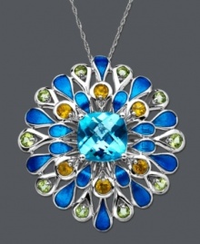 A budding bloom is just the right look for spring. Town & Country's vivacious flower pendant features blue topaz (5 ct. t.w.), peridot (7/8 ct. t.w.), and citrine (5/8 ct. t.w.) set in sterling silver. Approximate length: 18 inches. Approximate drop: 1 inch. A budding bloom is just the right look for spring. Town & Country's vivacious flower pendant features blue topaz (5 ct. t.w.), peridot (7/8 ct. t.w.), and citrine (5/8 ct. t.w.) set in sterling silver. Approximate length: 18 inches. Approximate drop: 1 inch.