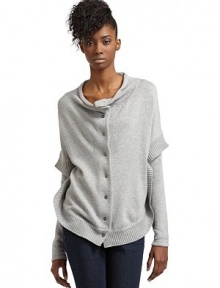 THE LOOKStand collarButton frontLong sleevesRibbed circle hemMerrow stitch detail down rear centerTHE FITAbout 28 from shoulder to hemTHE MATERIAL67% cotton/21% nylon/12% cashmere THE LOOKStand collarButton frontLong sleevesRibbed circle hemMerrow stitch detail down rear centerTHE FITAbout 28 from shoulder to hemTHE MATERIAL67% cotton/21% nylon/12% cashmere