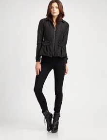 A refined take on the classic quilted puffer, finished with snap-tab details and a peplum silhouette.Foldover collarZip frontBanded waist with snap tab detailsSnap flap pocketsSnap-tab cuffsFlared peplumFully linedAbout 22 from shoulder to hemPolyesterDry cleanImported of Italian fabricModel shown is 5'10 (177cm) wearing US size 4. A refined take on the classic quilted puffer, finished with snap-tab details and a peplum silhouette.Foldover collarZip frontBanded waist with snap tab detailsSnap flap pocketsSnap-tab cuffsFlared peplumFully linedAbout 22 from shoulder to hemPolyesterDry cleanImported of Italian fabricModel shown is 5'10 (177cm) wearing US size 4.